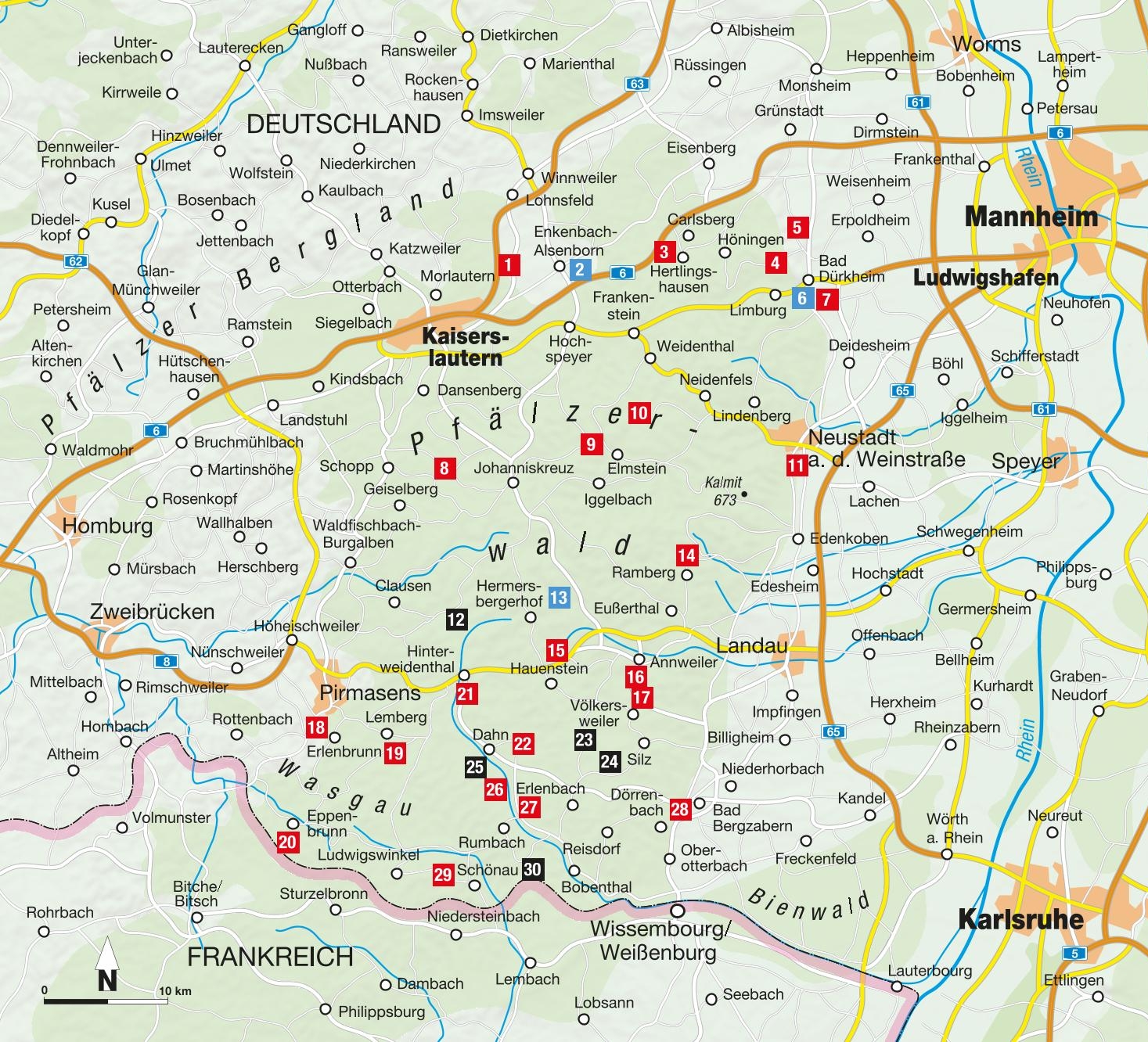 Wanderkarte Pfälzerwald