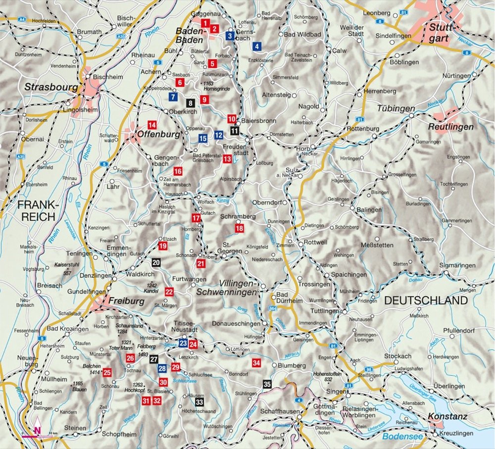 Übersichtskarte zum Wanderführer Genusswandern im Schwarzwald