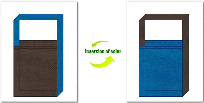 こげ茶色と青色の不織布ショルダーバッグのデザイン：父の日ギフトのショッピングバッグにお奨めの配色です。