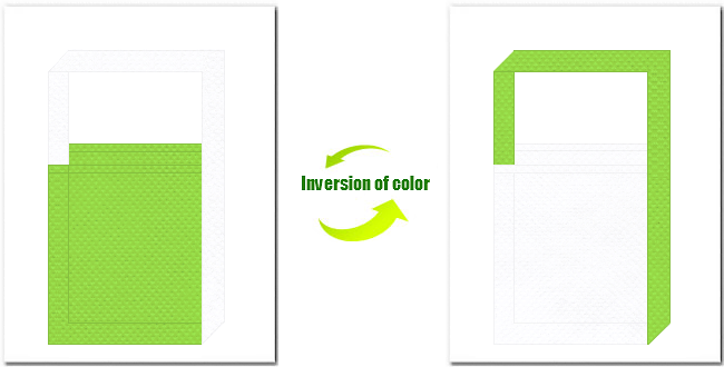 黄緑色と白色の不織布ショルダーバッグのデザイン：エコバッグにお奨めの配色です。