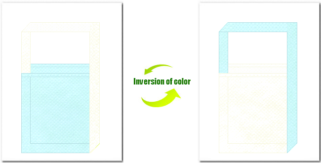 水色とオフホワイト色の不織布ショルダーバッグのデザイン：潤い・フェアリー・ガーリー・フェミニンなイメージで、バス用品・石鹸・シャンプー・コスメの展示会用バッグにお奨めです。