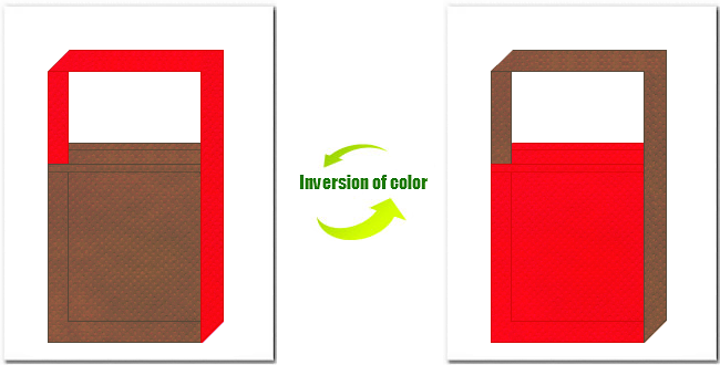 茶色と赤色の不織布ショルダーバッグのデザイン：クリスマス：暖房器具・暖炉のイメージにお奨めの配色です。