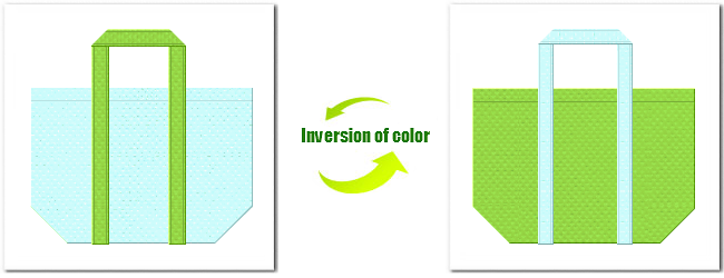 不織布No.３０水色と不織布No.３８ローングリーンの組み合わせのエコバッグ