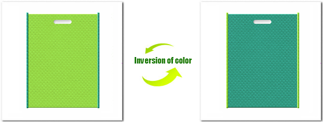 不織布小判抜き袋：Ｎｏ．３８ローングリーンとＮｏ.３１ライムグリーンの組み合わせ