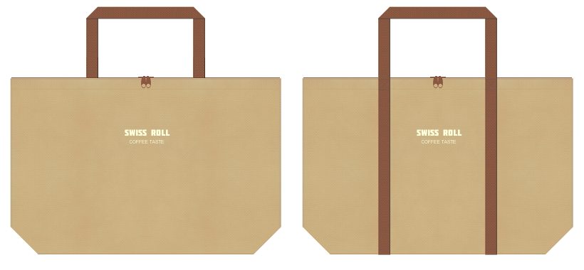 不織布バッグのデザイン：ロールケーキのショッピングバッグ