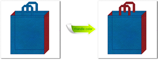 不織布No.２８スポルトブルーと不織布No.２５ローズレッドの組み合わせのトートバッグ