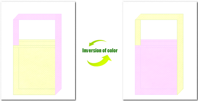 薄黄色と明ピンク色の不織布ショルダーバッグのデザイン