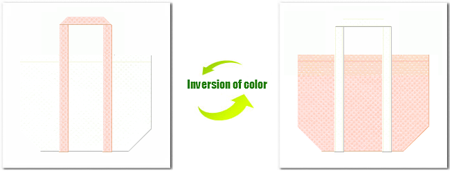 不織布No.１２オフホワイトと不織布No.２６ライトピンクの組み合わせのショッピングバッグ