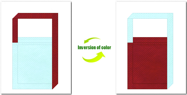 水色とエンジ色の不織布ショルダーバッグのデザイン：夏浴衣風の配色で、和風柄にお奨めの配色です。