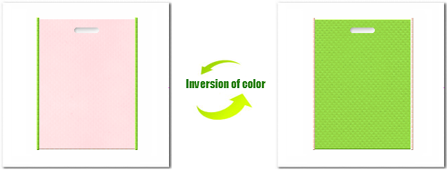 不織布小判抜き袋：Ｎｏ．２６ライトピンクとＮｏ.３８ローングリーンの組み合わせ