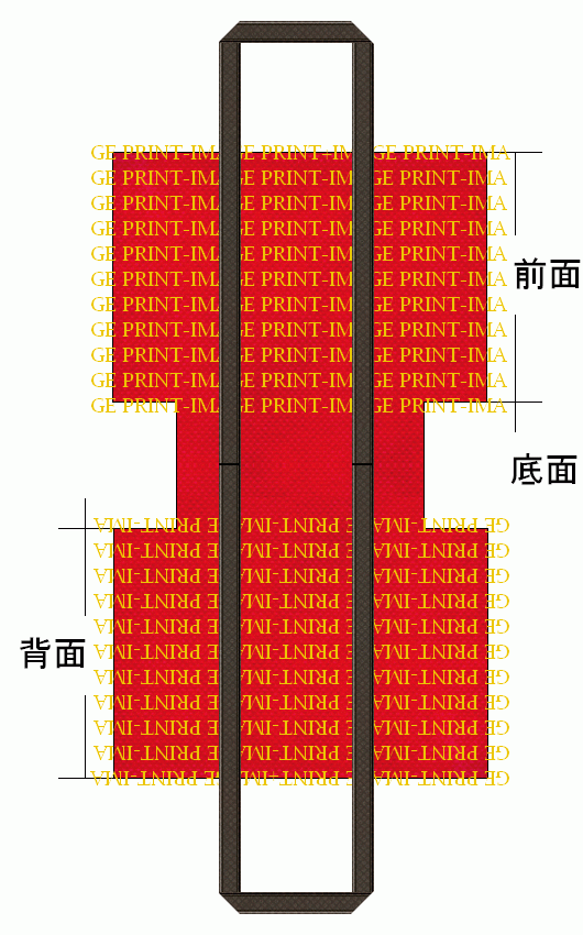 不織布バッグ全体柄印刷の展開図