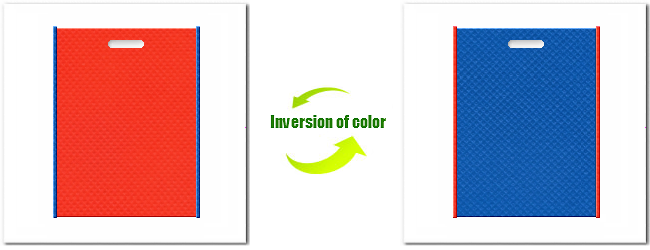 不織布小判抜き袋：Ｎｏ．１オレンジとＮｏ.２２スカイブルーの組み合わせ