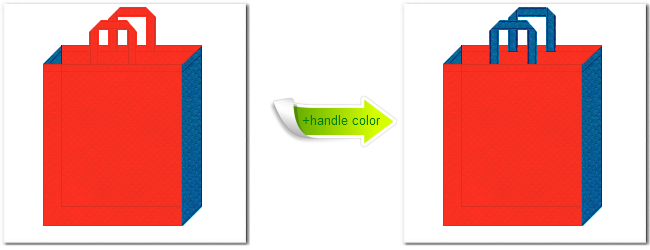不織布No.１オレンジと不織布No.２８スポルトブルーの組み合わせのトートバッグ