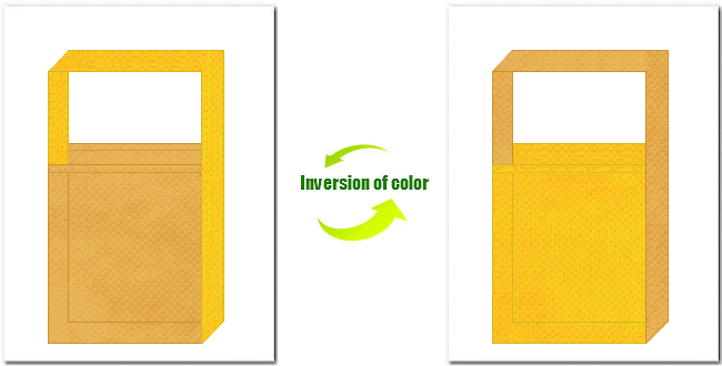 黄土色と黄色の不織布ショルダーバッグのデザイン：コーンブレッド風の配色です。