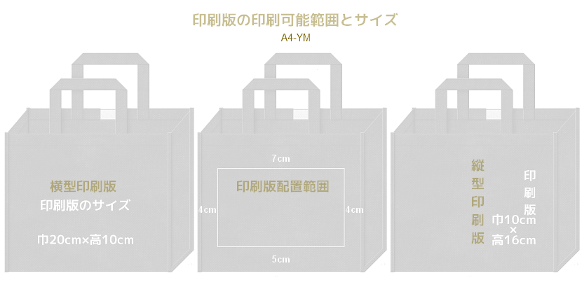 A4横型不織布バッグの印刷範囲