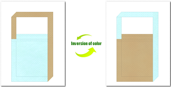 水色とカーキ色の不織布ショルダーバッグのデザイン：ガーリー・フェミニンなイメージにお奨めの配色です。