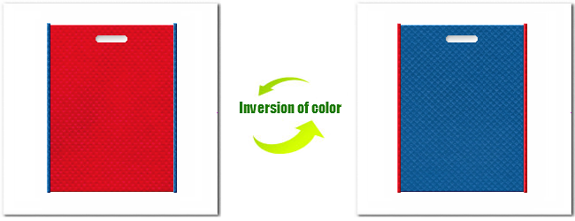 不織布小判抜き袋：Ｎｏ．３５ワインレッドとＮｏ.２８スポルトブルーの組み合わせ