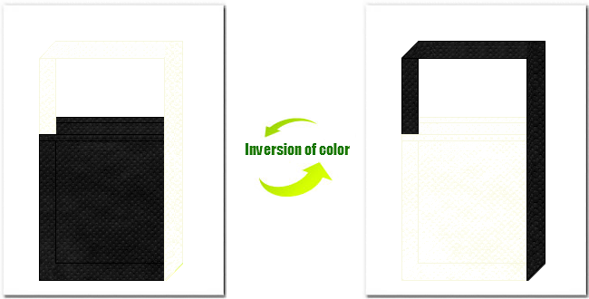 黒色とオフホワイト色の不織布ショルダーバッグのデザイン