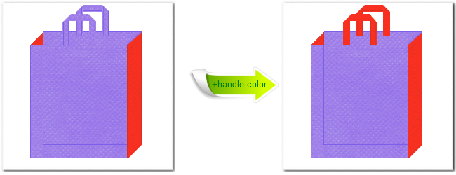 不織布No.３２ミディアムパープルと不織布No.１オレンジの組み合わせのトートバッグ