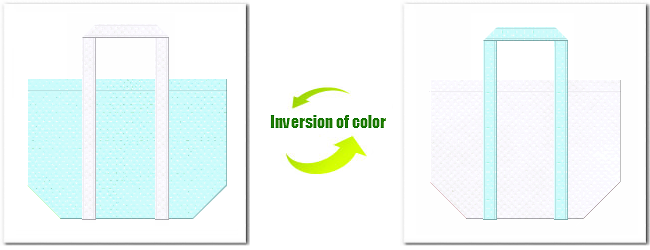 不織布No.３０水色と不織布No.１５ホワイトの組み合わせのエコバッグ