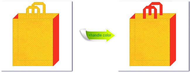 不織布No.４パンプキンイエローと不織布No.１オレンジの組み合わせのトートバッグ