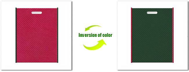 不織布小判抜き袋：Ｎｏ．３９ピンクバイオレットとＮｏ.２７ダークグリーンの組み合わせ