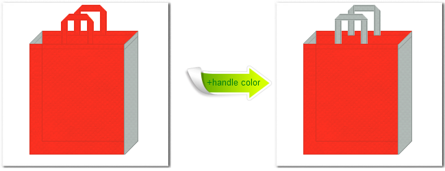 不織布No.１オレンジと不織布No.２ライトグレーの組み合わせのトートバッグ