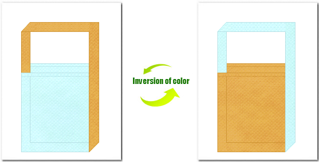 水色と黄土色の不織布ショルダーバッグのデザイン：ガーリーデザインにお奨めの配色です。