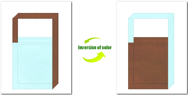 水色と茶色の不織布ショルダーバッグのデザイン：ガーリーデザインにお奨めの配色です。