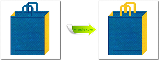 不織布No.２８スポルトブルーと不織布No.４パンプキンイエローの組み合わせのトートバッグ
