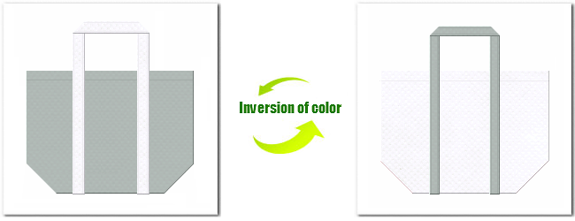 不織布No.２ライトグレーと不織布No.１５ホワイトの組み合わせのエコバッグ