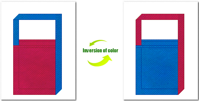 濃ピンク色と青色の不織布ショルダーバッグ