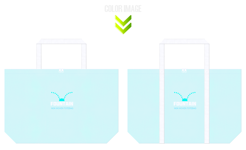 水色と白色の不織布バッグデザイン：水道・散水設備・エクステリアの展示会用バッグ（ファスナー付き）