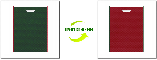 不織布小判抜き袋：Ｎｏ．２７ダークグリーンとＮｏ.２５ローズレッドの組み合わせ