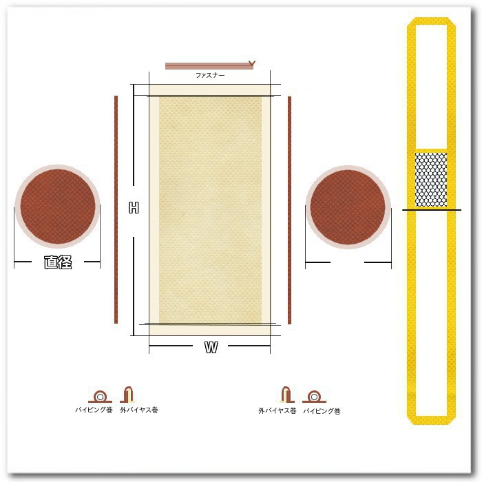 不織布ドラムバッグの印刷版配置用の展開図