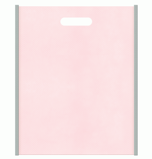 不織布小判抜き袋　メインカラー桜色とサブカラーグレー色