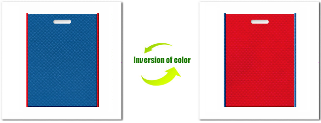不織布小判抜き袋：Ｎｏ．２８スポルトブルーとＮｏ.３５ワインレッドの組み合わせ