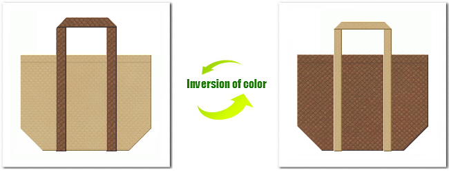 不織布No.２１ライトカーキと不織布No.７コーヒーブラウンの組み合わせのショッピングバッグ