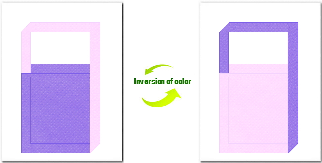 薄紫色と明ピンク色の不織布ショルダーバッグのデザイン