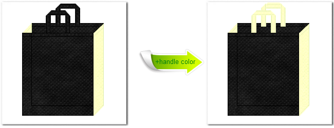 不織布No.９ブラックと不織布クリームイエローの組み合わせのトートバッグ