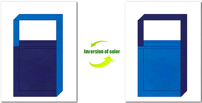 明紺色とスカイブルー色の不織布ショルダーバッグのデザイン