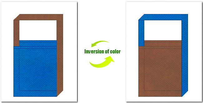 不織布ショルダーバッグのデザイン：不織布No.２２スカイブルーと不織布No.７コーヒーブラウンの組み合わせ