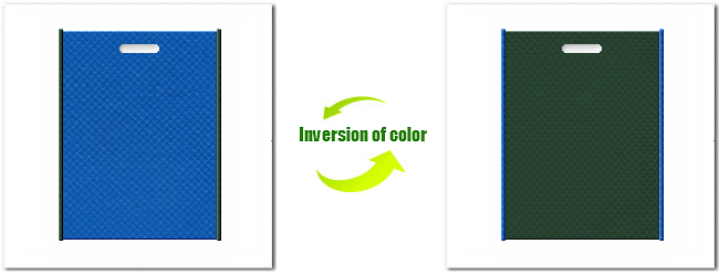 不織布小判抜き袋：Ｎｏ．２２スカイブルーとＮｏ.２７ダークグリーンの組み合わせ