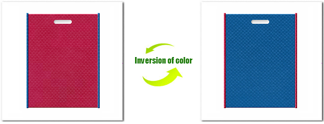不織布小判抜き袋：Ｎｏ．３９ピンクバイオレットとＮｏ.２８スポルトブルーの組み合わせ