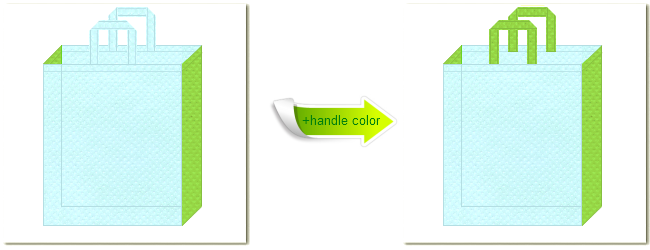 不織布No.３０水色と不織布No.３８ローングリーンの組み合わせのトートバッグ