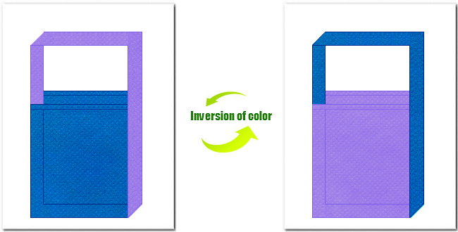 不織布ショルダーバッグのデザイン：不織布No.２２スカイブルーと不織布No.３２ミディアムパープルの組み合わせ
