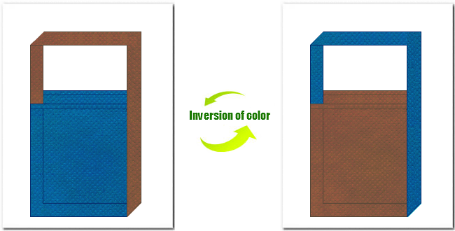 青色と茶色の不織布ショルダーバッグのデザイン