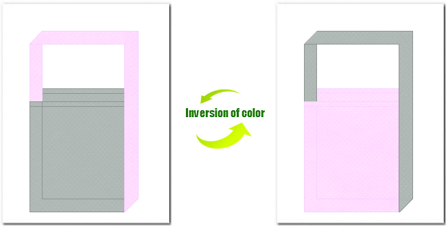 グレー色と明ピンク色の不織布ショルダーバッグのデザイン