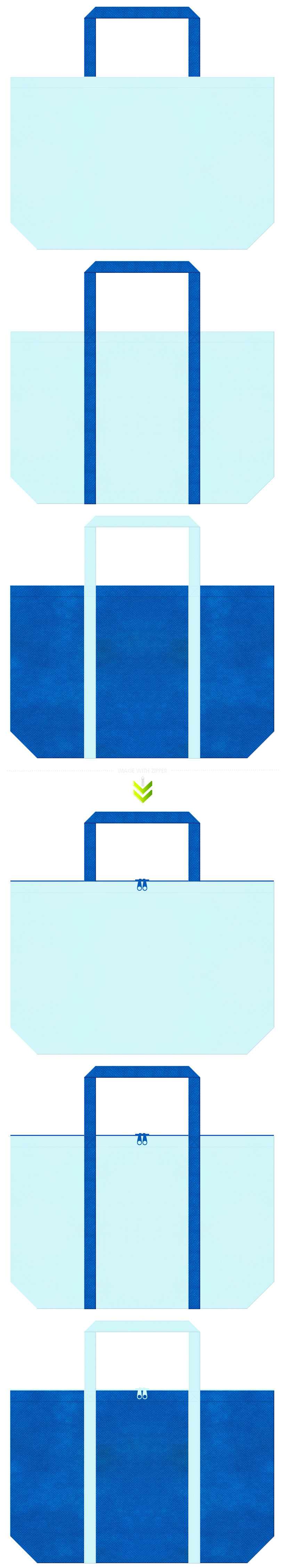 不織布ショッピングバッグのデザイン：不織布カラーNo.３０水色とNo.２２スカイブルーの組み合わせ