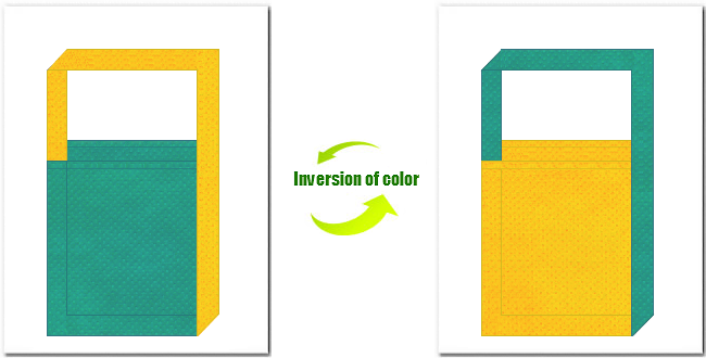 青緑色と黄色の不織布ショルダーバッグのデザイン